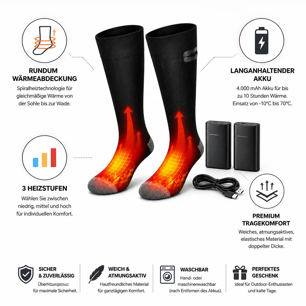 Spiral Heater & Rechargeable Heated Socks (3 Heat Settings)
