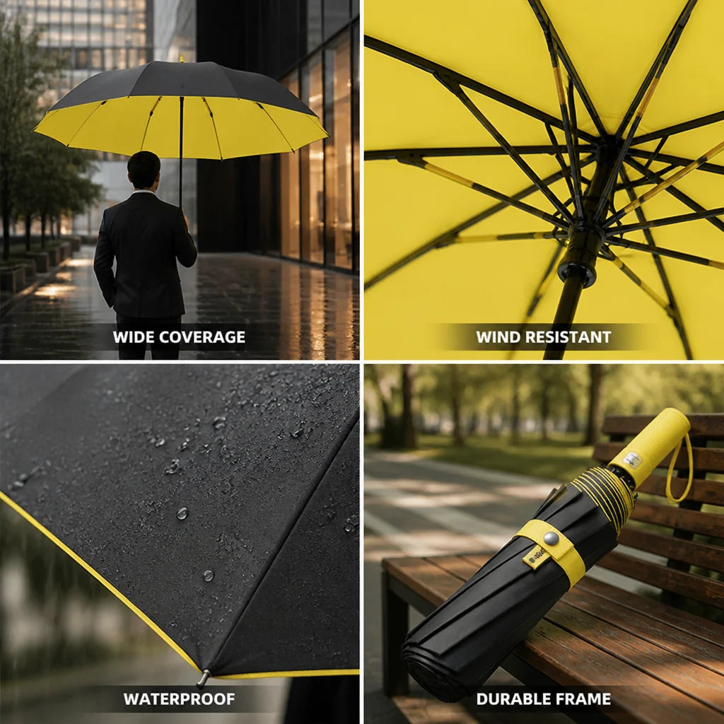 Double-Layer Windproof Folding Umbrella (125 cm Canopy)