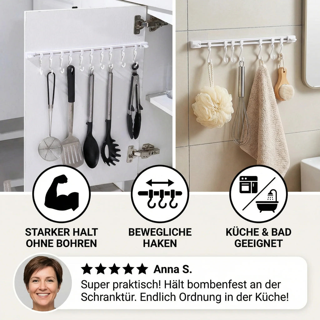 Self-adhesive Hook Rack for Kitchen & Bathroom (2 pcs.)