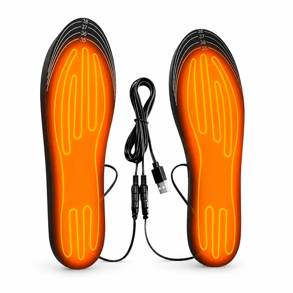 USB rechargeable heated insoles with dual-zone heating (cuttable)
