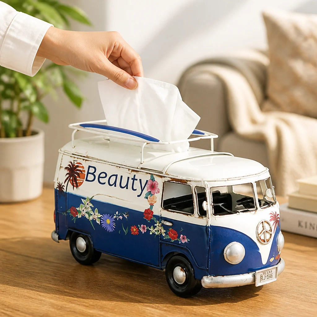 Handcrafted Retro Iron Bus-Shaped Coin Bank