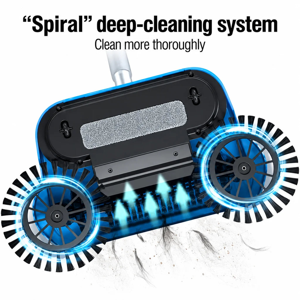 Sweeping Machine with 360° Rotating Brushes and Adjustable Handle