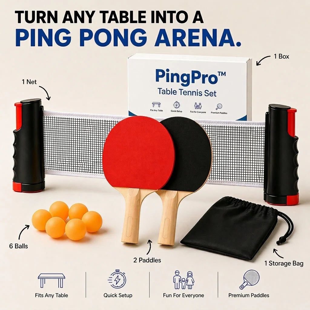 PingPro™ Table Tennis Set – Play Instantly Anywhere