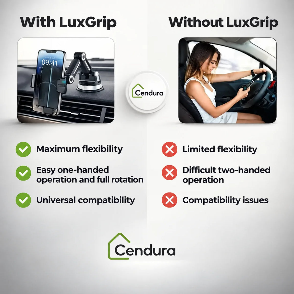 Car Phone Holder with Suction Cup & 360° Rotation