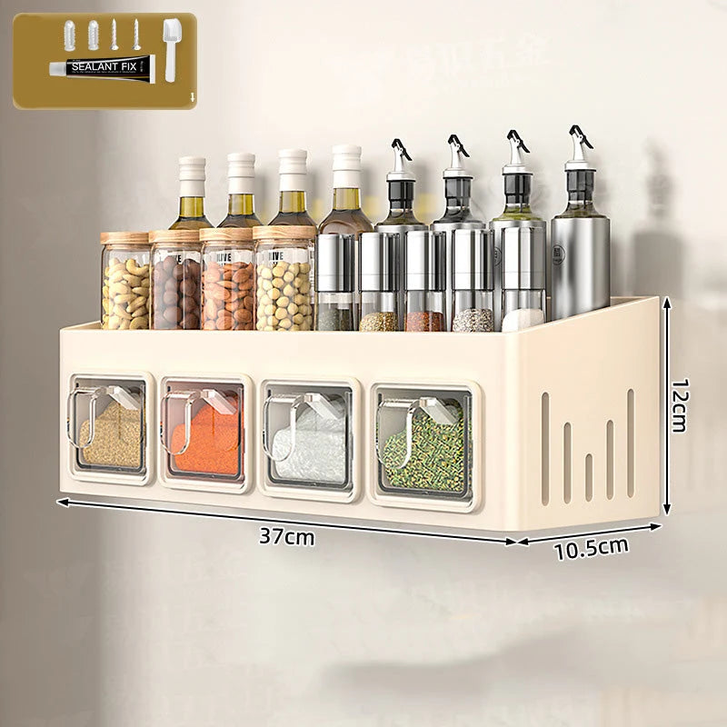 Spice Rack Without Drilling – 3 Transparent Drawers
