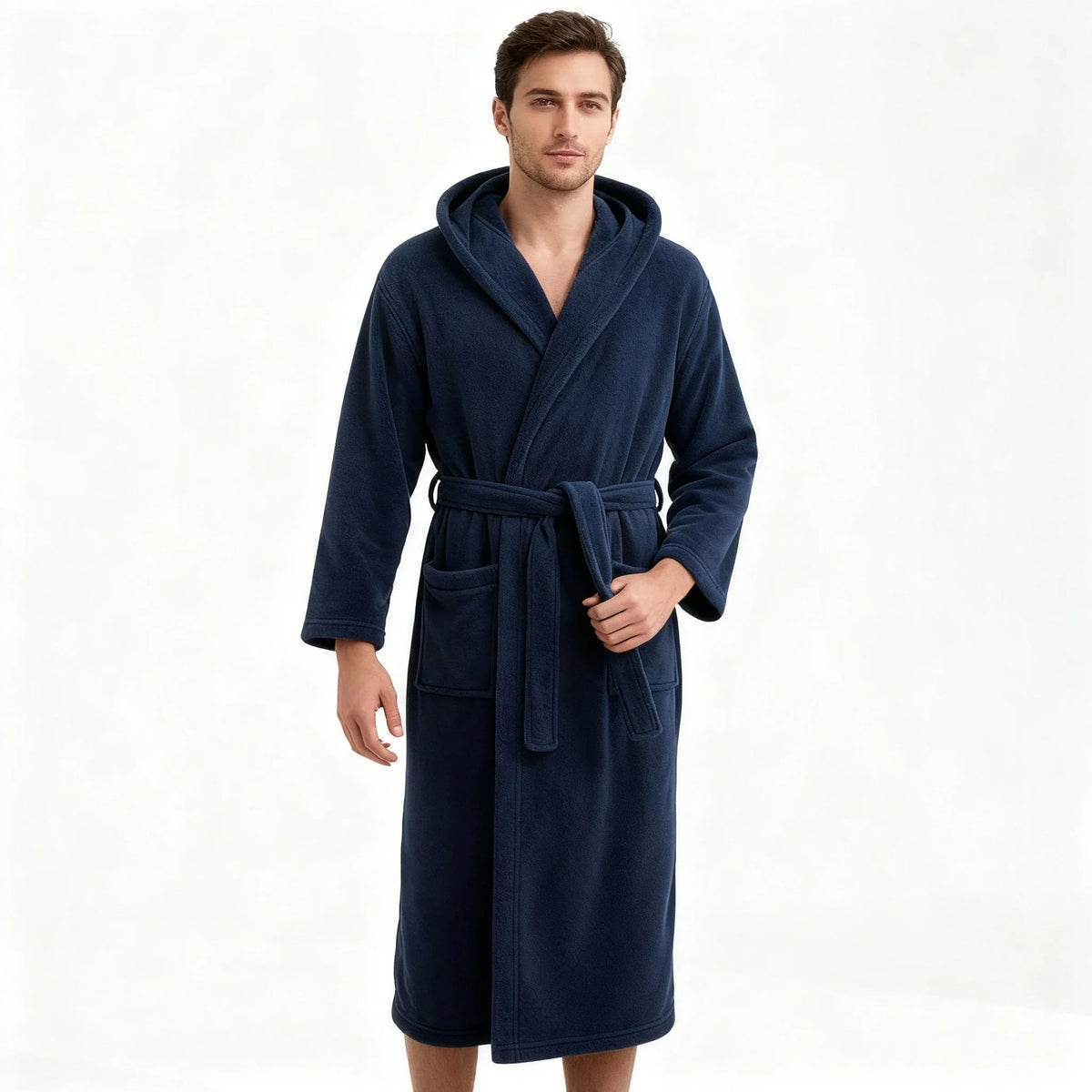 Men's Bathrobe with Hood, High Volume, and Quick-Drying Plush C3