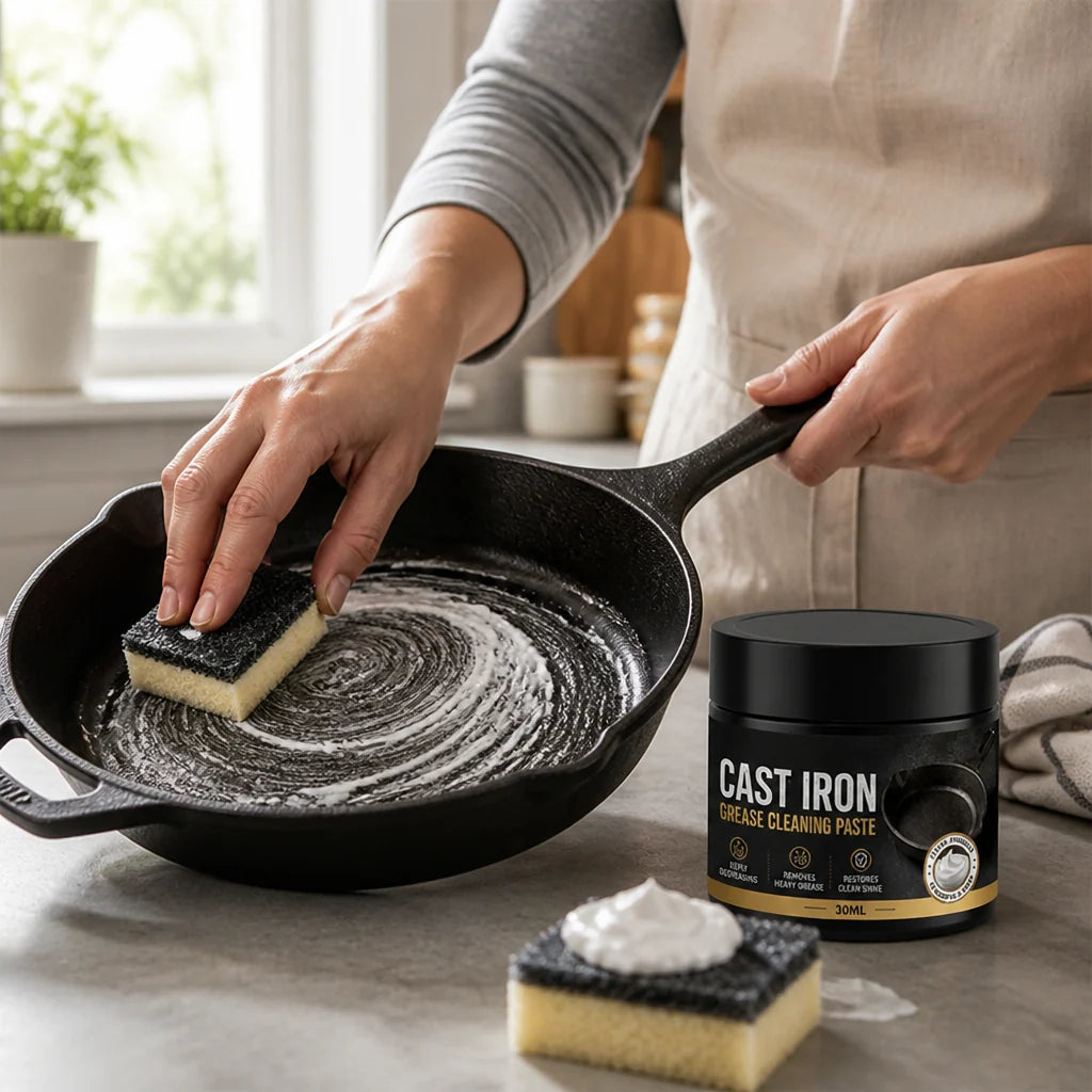 Concentrated, High-Performance Cleaning Paste for Cast Iron (Includes Sponge)