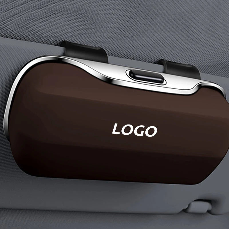 Car sunglasses case with sun visor clip