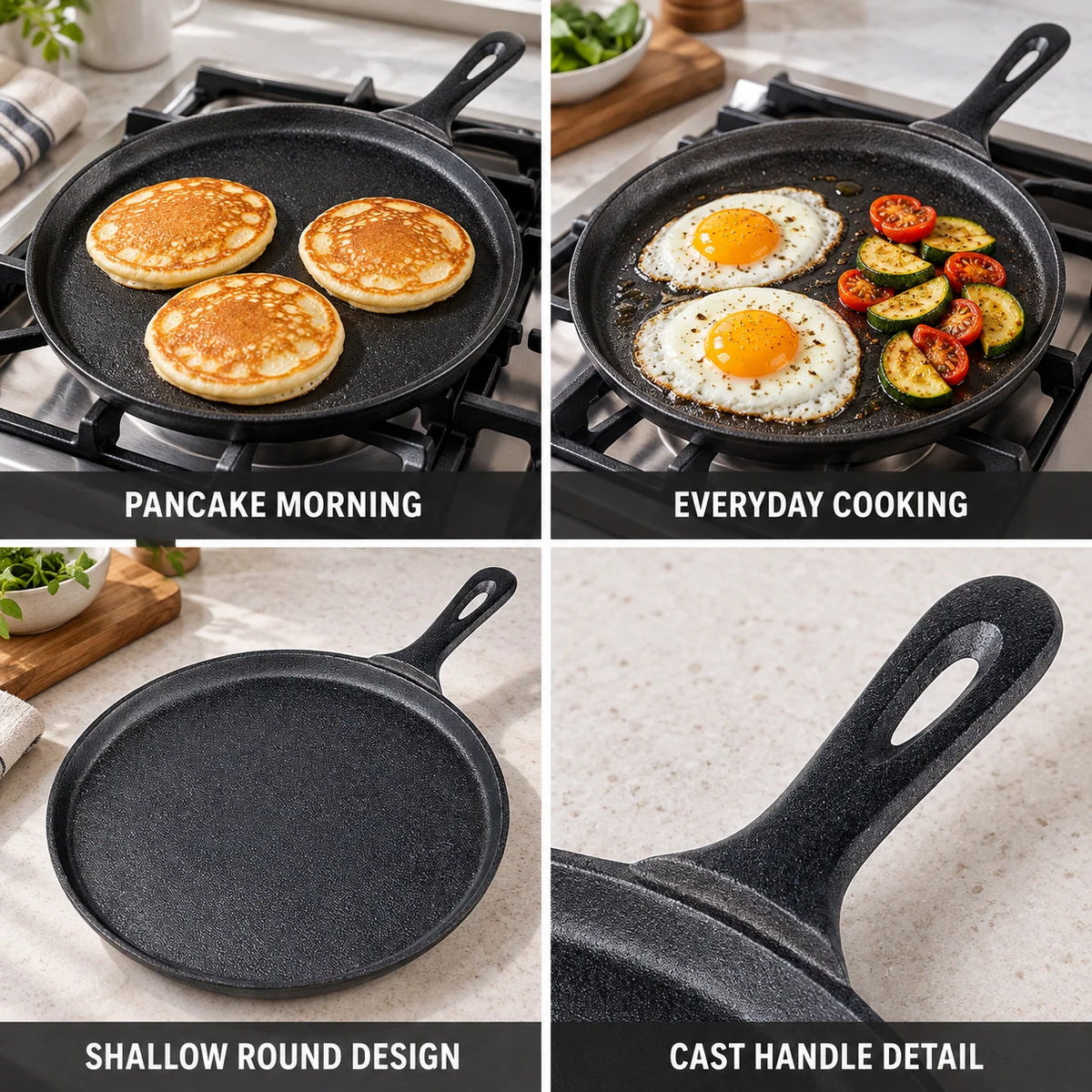 Cast Iron Pan Pre-Seasoned Natural Nonstick (10.2 in Skillet)