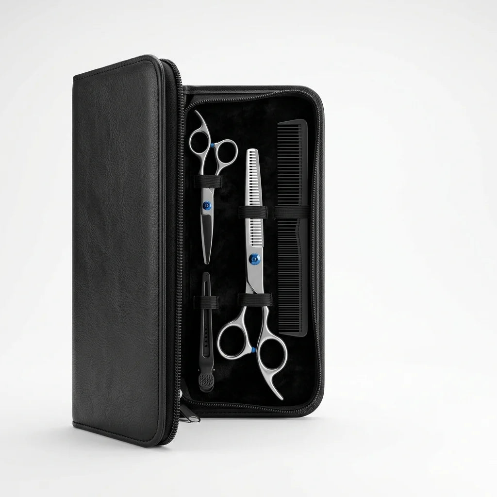 Stainless Steel Hair Cutting Set for Thinning and Cutting (Razor Comb & Case)