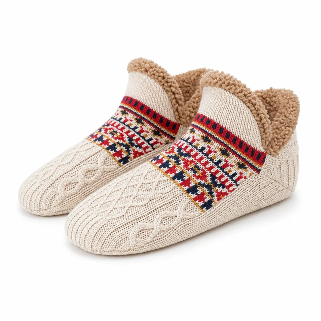 House Socks with Sherpa Lining and Non-Slip (Machine Washable)