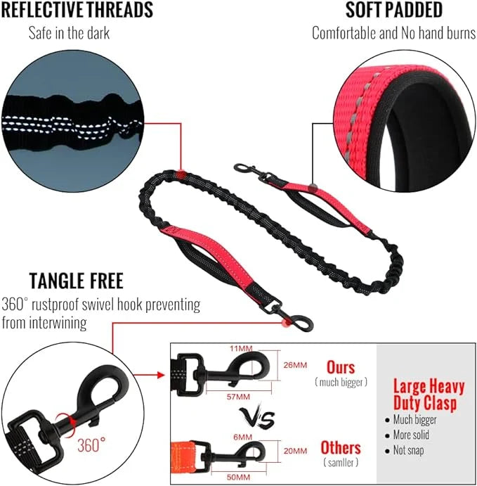 FlowLeash Dog Leash with Shock Absorber & Waist Belt