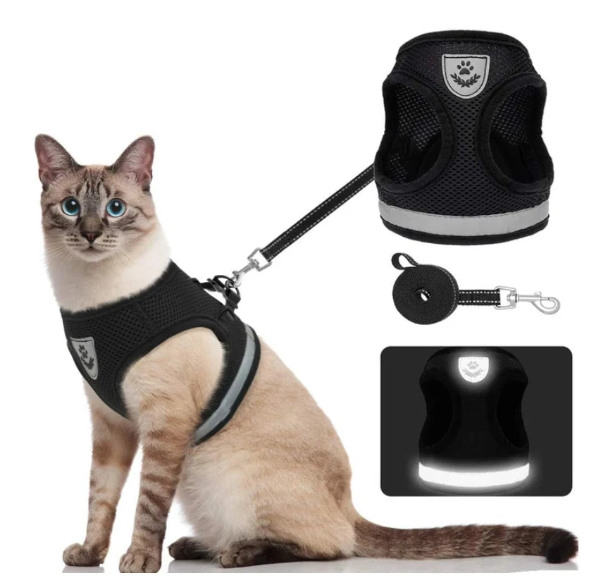 Cat Harness and Leash Escape Proof Reflective Strips