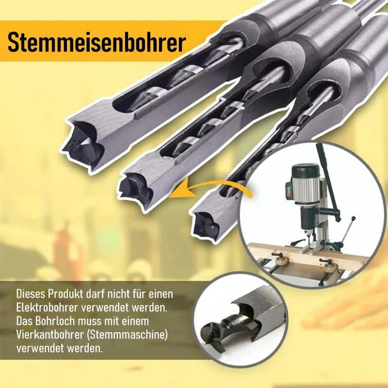 Wood drill bit set for square holes