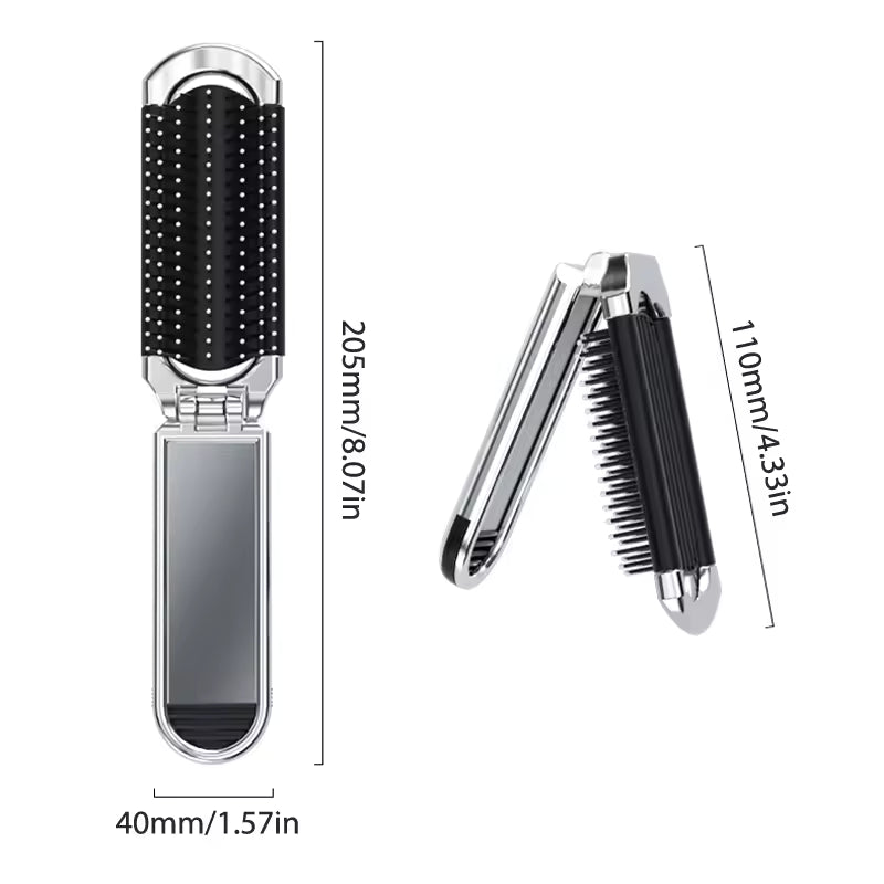 Compact hairbrush with integrated mirror