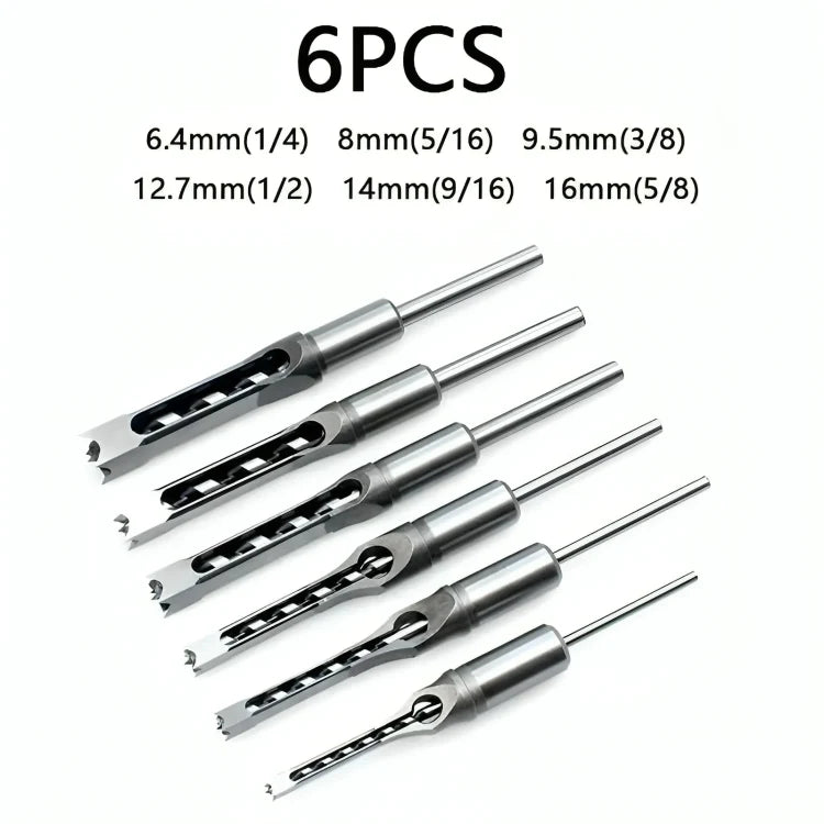 Wood drill bit set for square holes