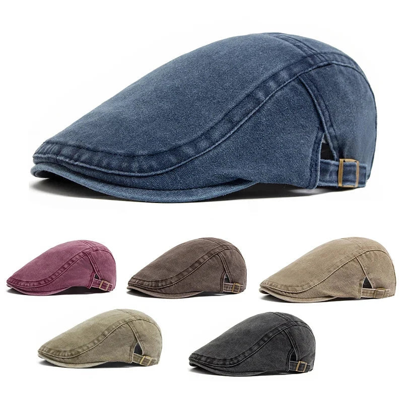 Men's Vintage Flat Cap, Adjustable One-Size Fit