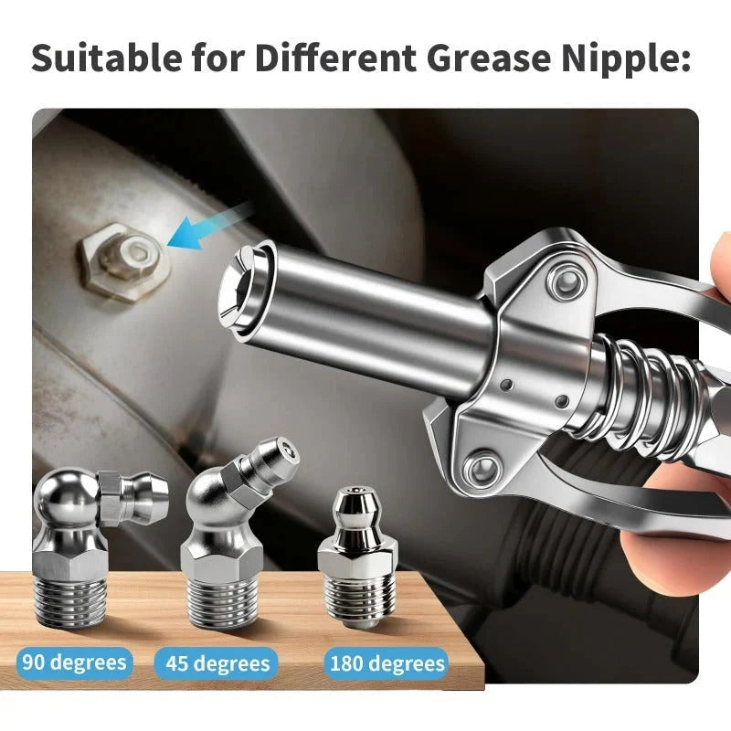 IronGrip Grease Nipple Coupler with Dual-Handle Locking