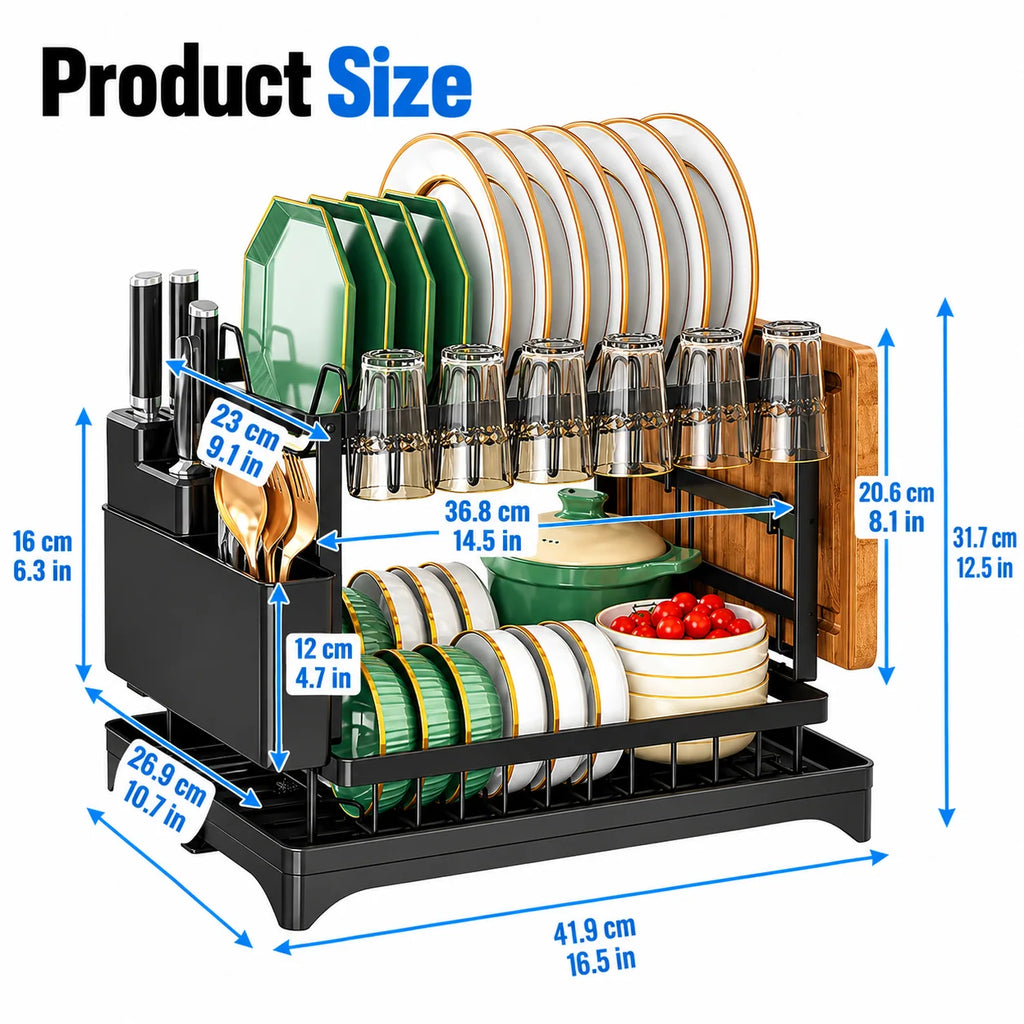 Dish Rack Stainless Steel Rotating Drain