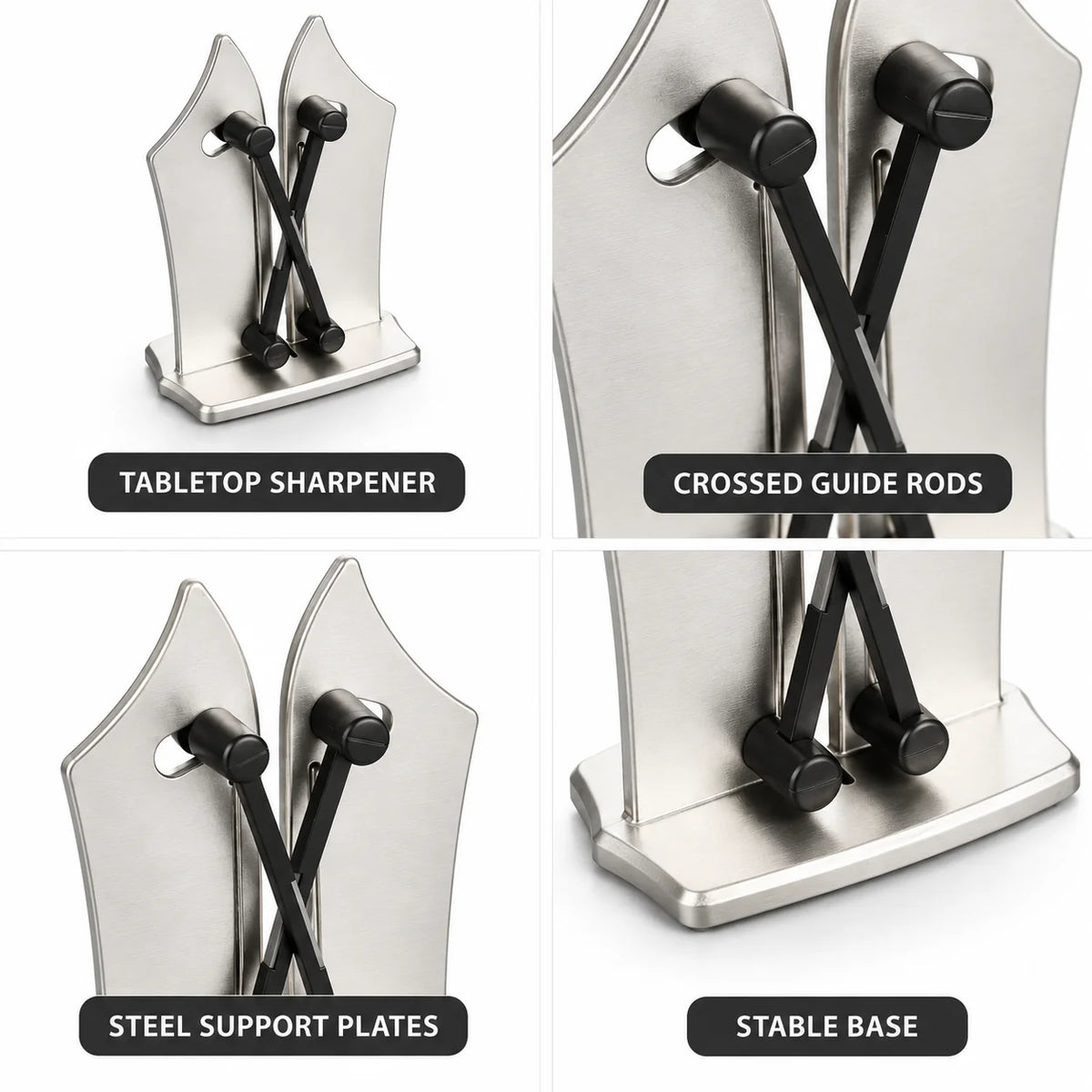 3-stage ergonomic and non-slip knife sharpener