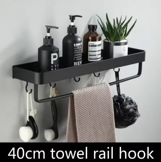 Kellan Wall-Mounted Bathroom Shelf Black
