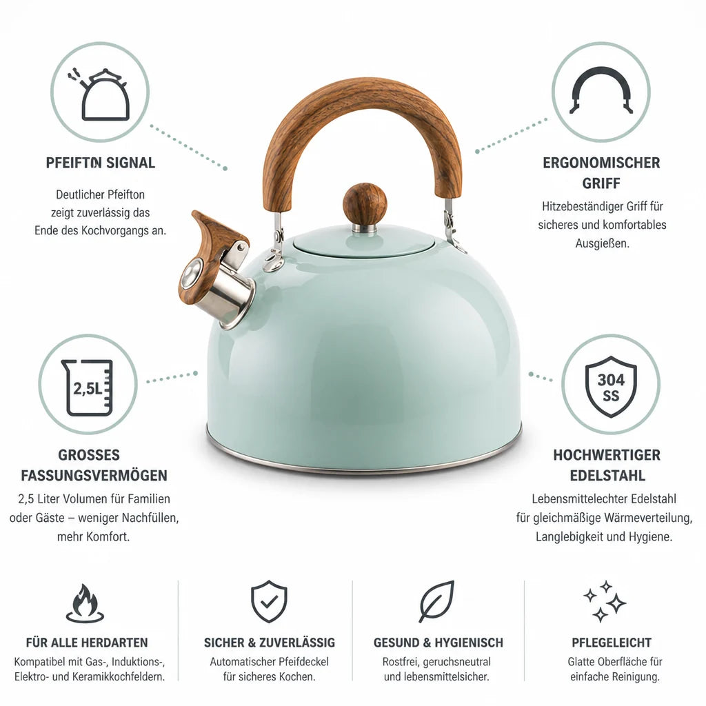 Stainless Steel Pipe Kettle (2.5L)