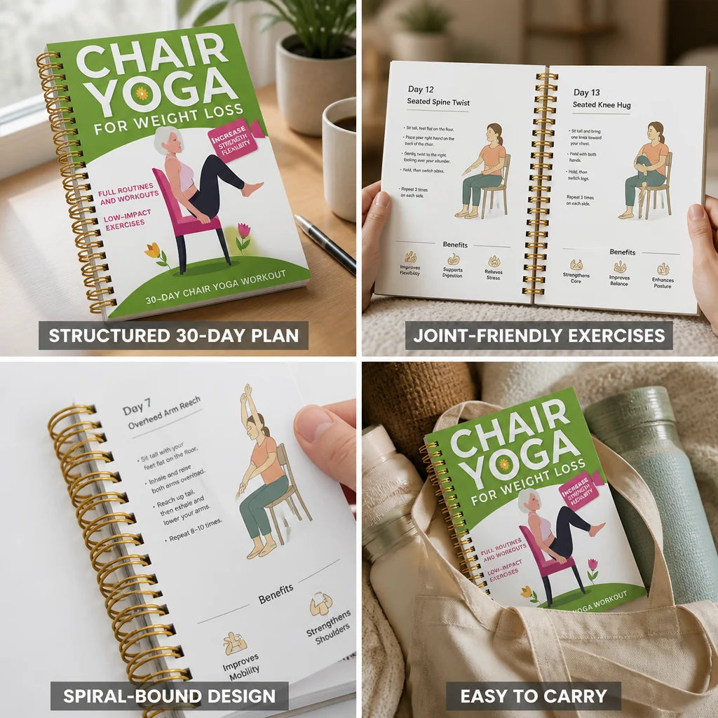 Low-Impact 30-Day Stool Yoga Guide (Spiral Notebook)