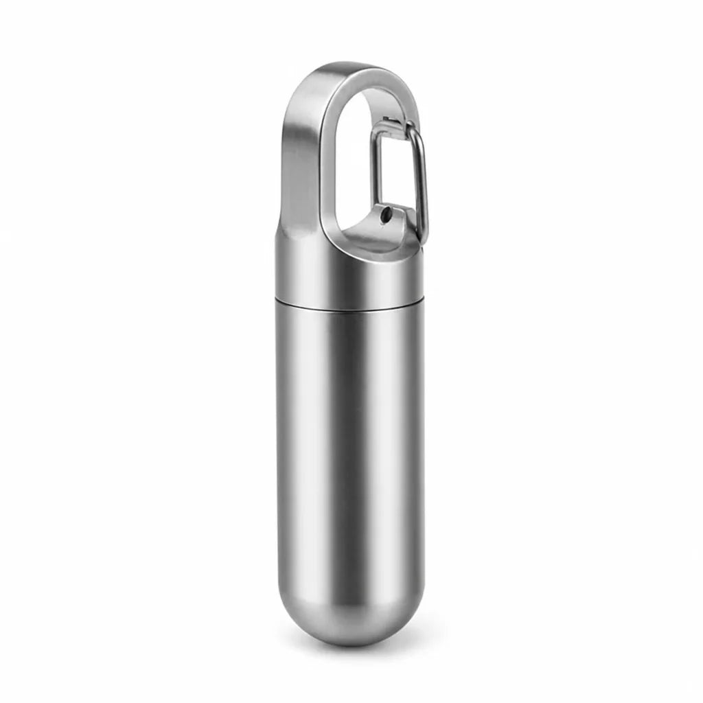 Stainless Steel Waterproof and Airtight Pill Case Keychain
