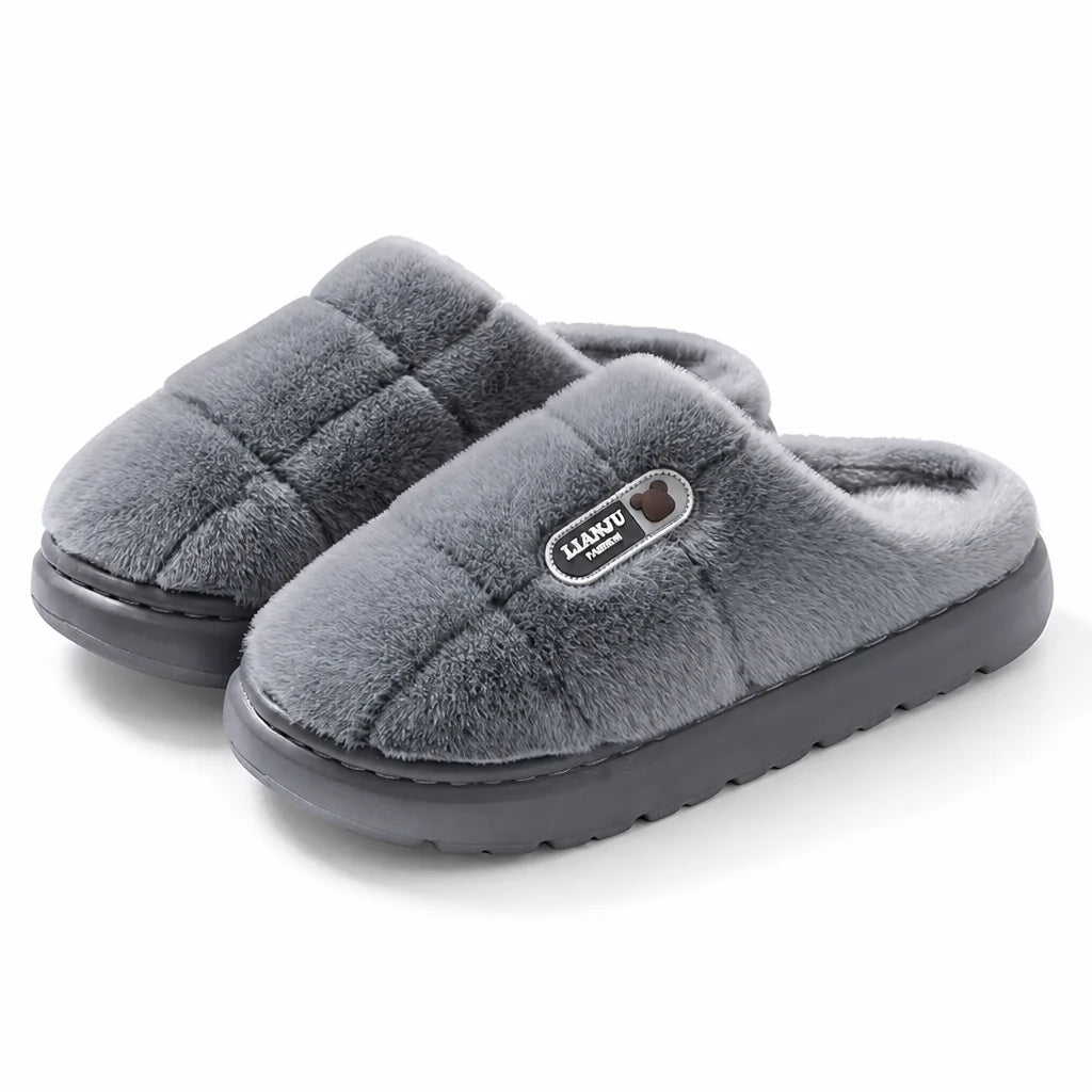 Plush, Fleece-Lined, Non-Slip Slippers (Unisex)