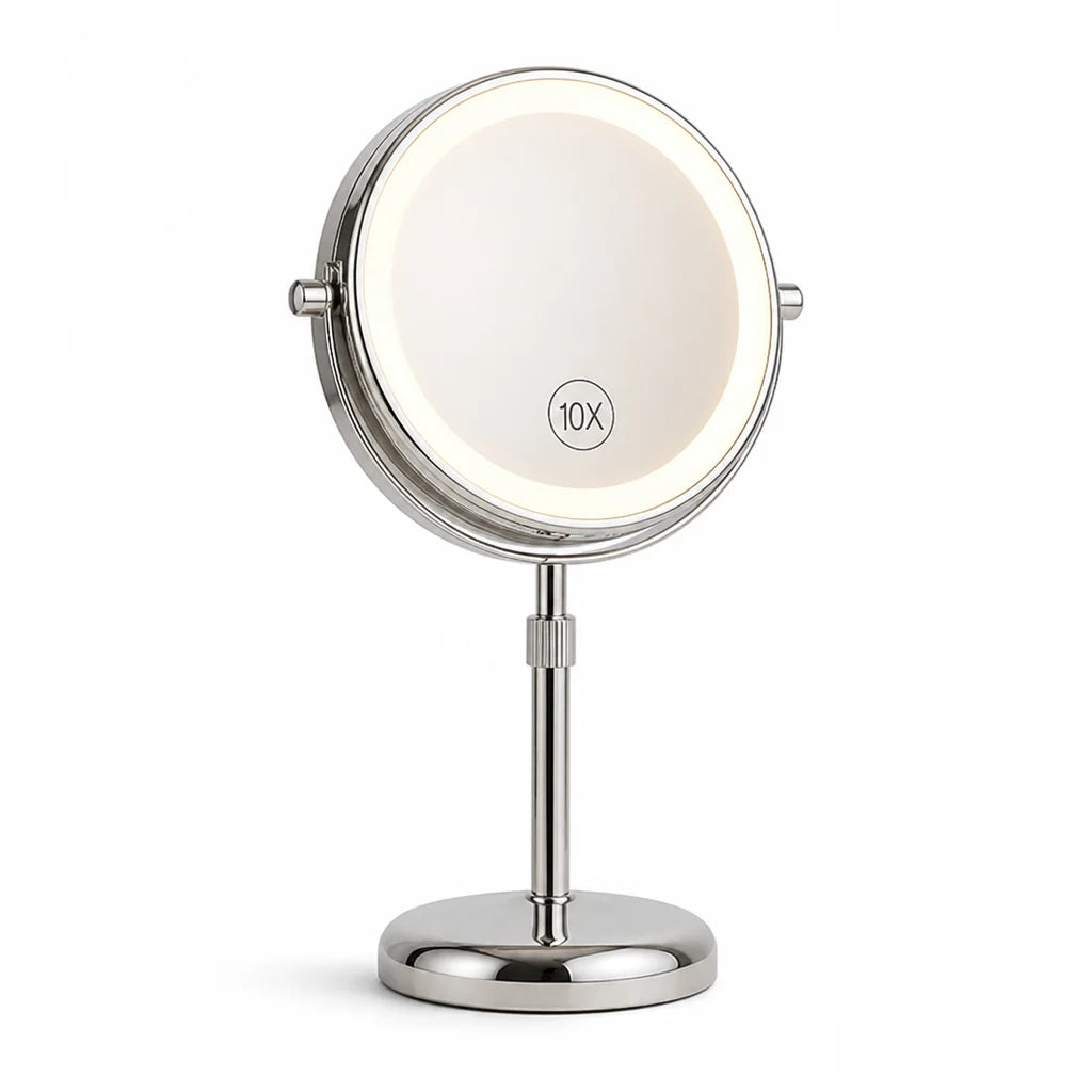 Rechargeable 10X Double-Sided LED Cosmetic Mirror (Telescopic Stand)