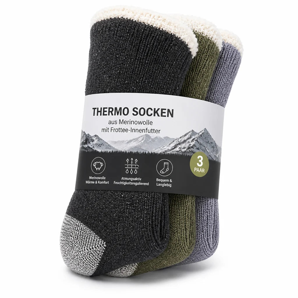 Thermal socks made of merino wool with terry lining (set of 3)