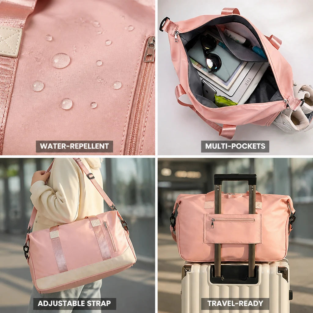 Water-repellent carry-on bag with multiple pockets