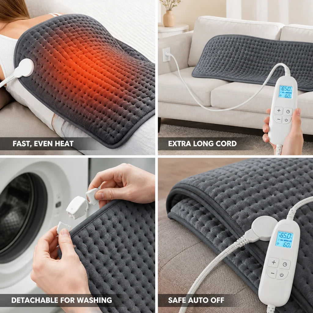 Extra-large fast and even electric heating pad (43 x 84 cm)