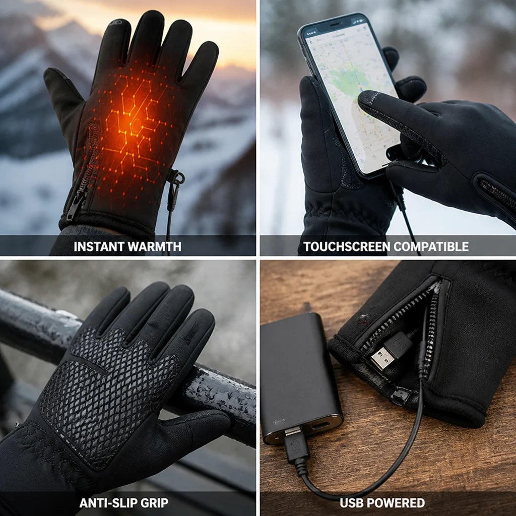 Heated Gloves USB Powered Touchscreen (Fleece Lined Non-slip Palm)