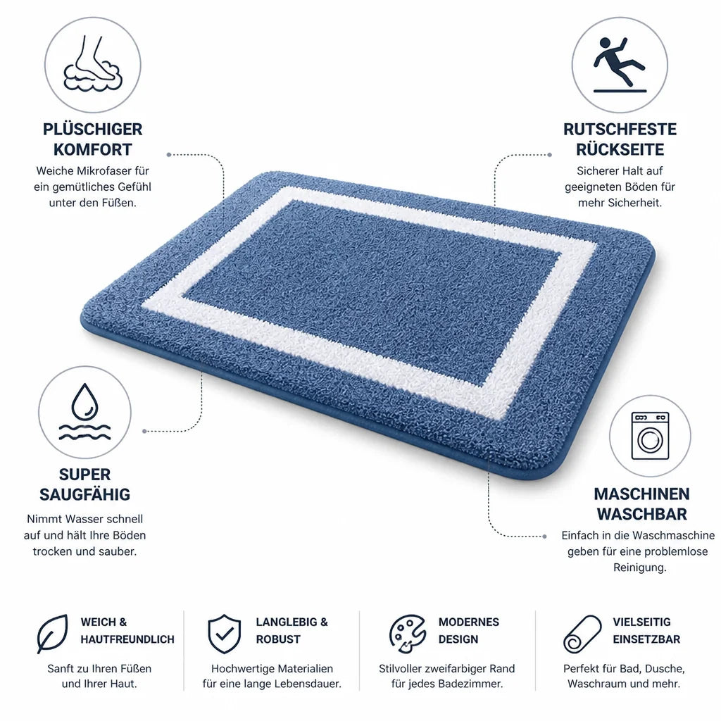 Plush Microfiber Non-Slip Bath Mat (Machine Washable)