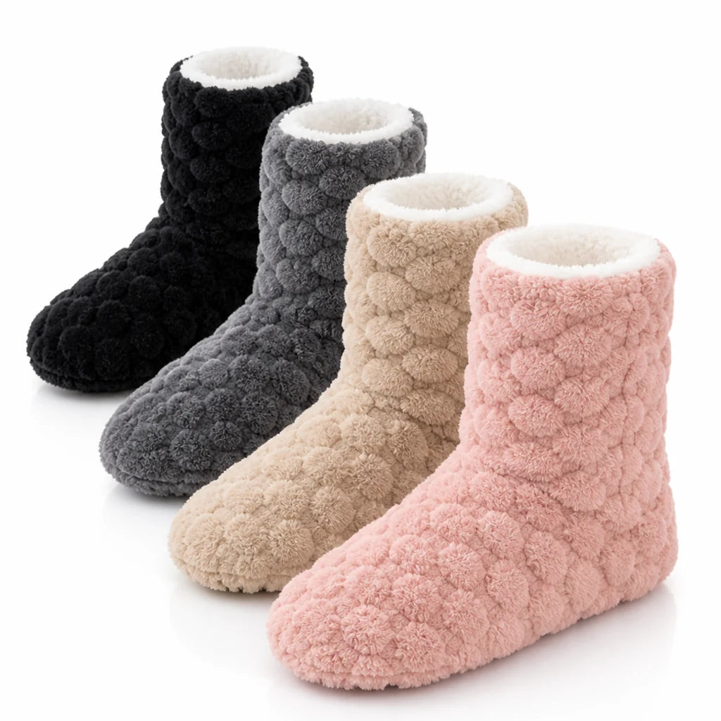 House socks with teddy lining and non-slip sole