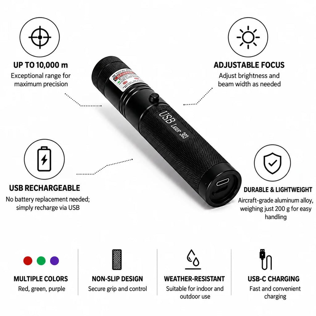 Laser Pointer 532nm Green USB Rechargeable Battery