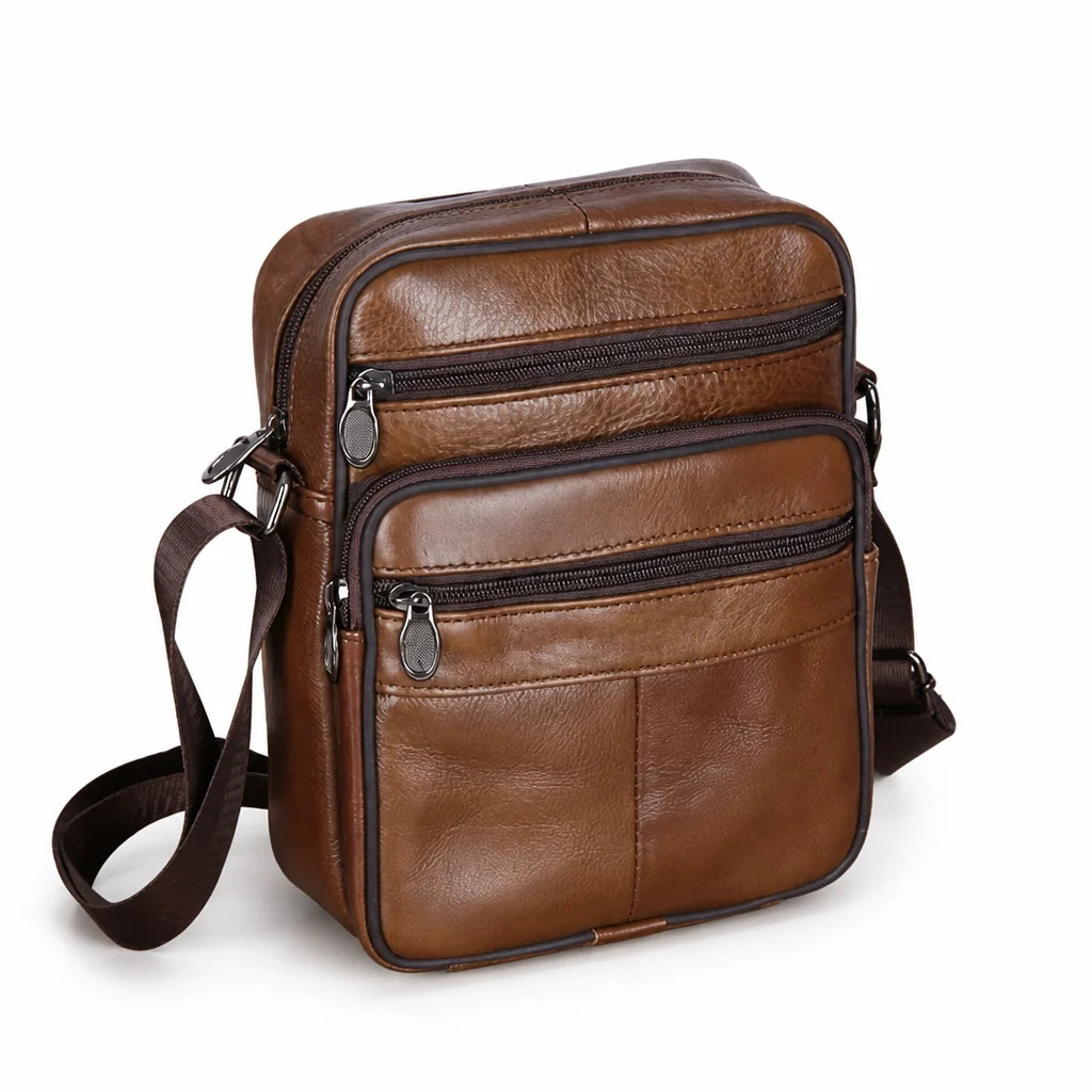 Genuine Cowhide Leather Shoulder Bag (Multiple Compartments)