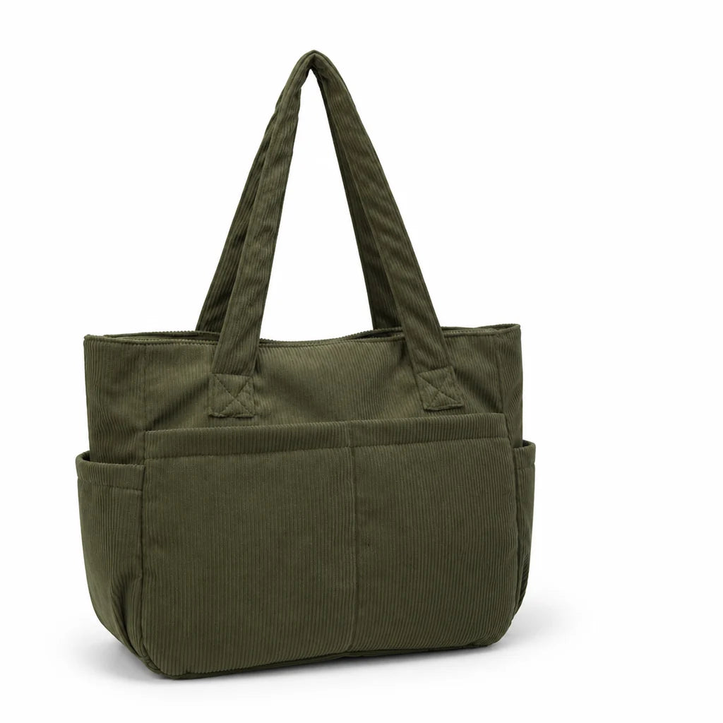 Multi-pocket shoulder bag with simple cleaning system (ergonomic handles)
