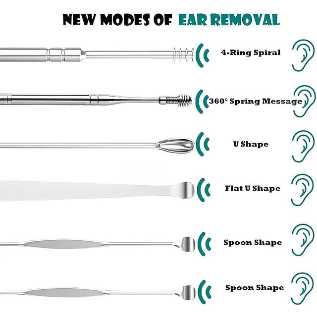 Ear Cleaner Set 6-piece with Keychain Case