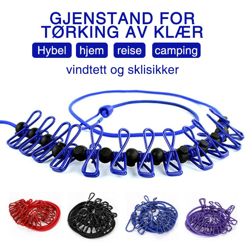 Elastic Clothesline with Clips