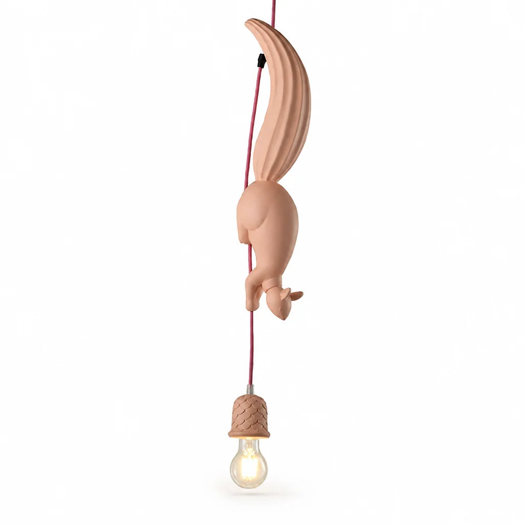 Art Deco Squirrel and Pinecone Hanging Lamp (114 cm Suspension)