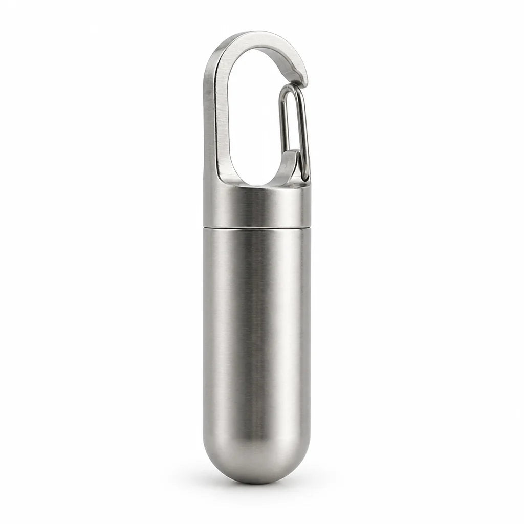 Stainless Steel Waterproof and Airtight Pill Case Keychain