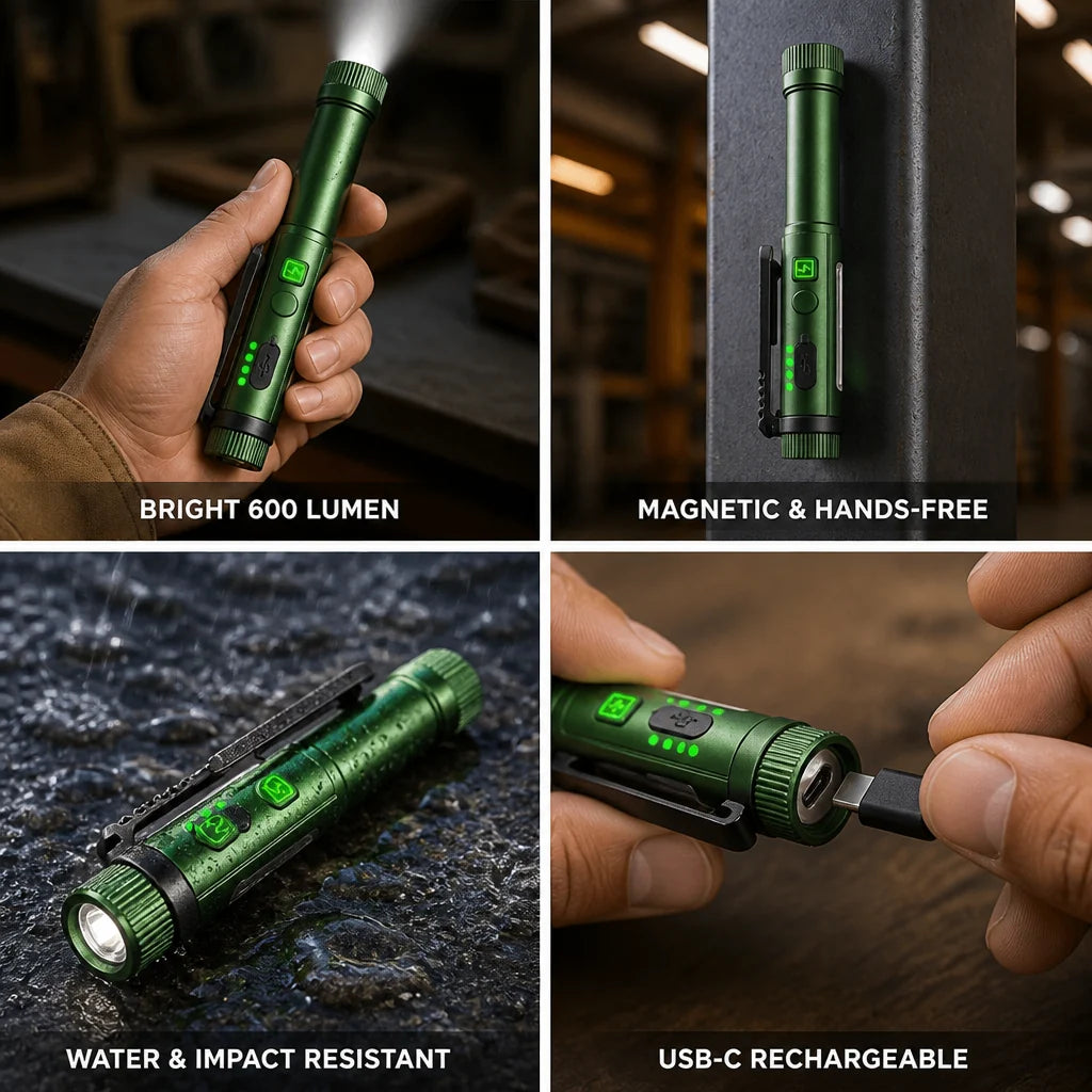 600 Lumen Magnetic Aluminum Alloy Pen Light (USB-C Rechargeable)