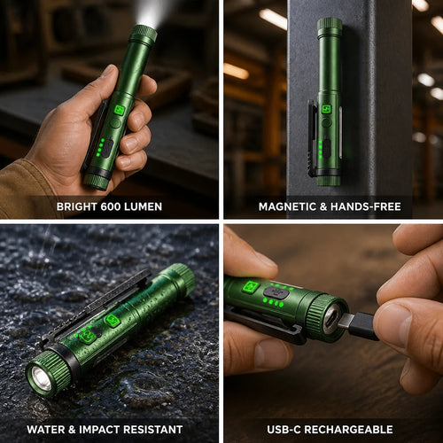 600 Lumen Magnetic Aluminum Alloy Pen Light (USB-C Rechargeable)