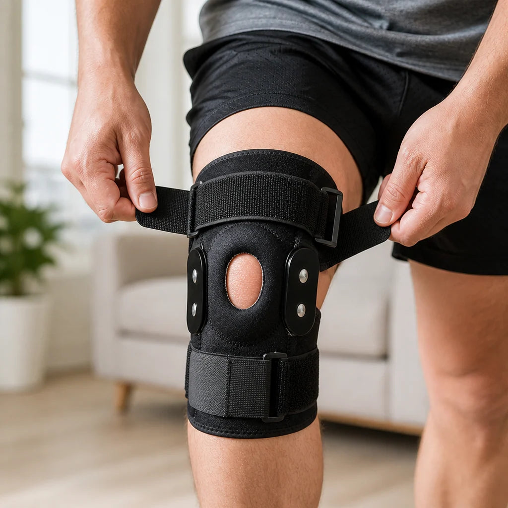 Knee Brace Hinged Stabilizer & Adjustable Patella Strap