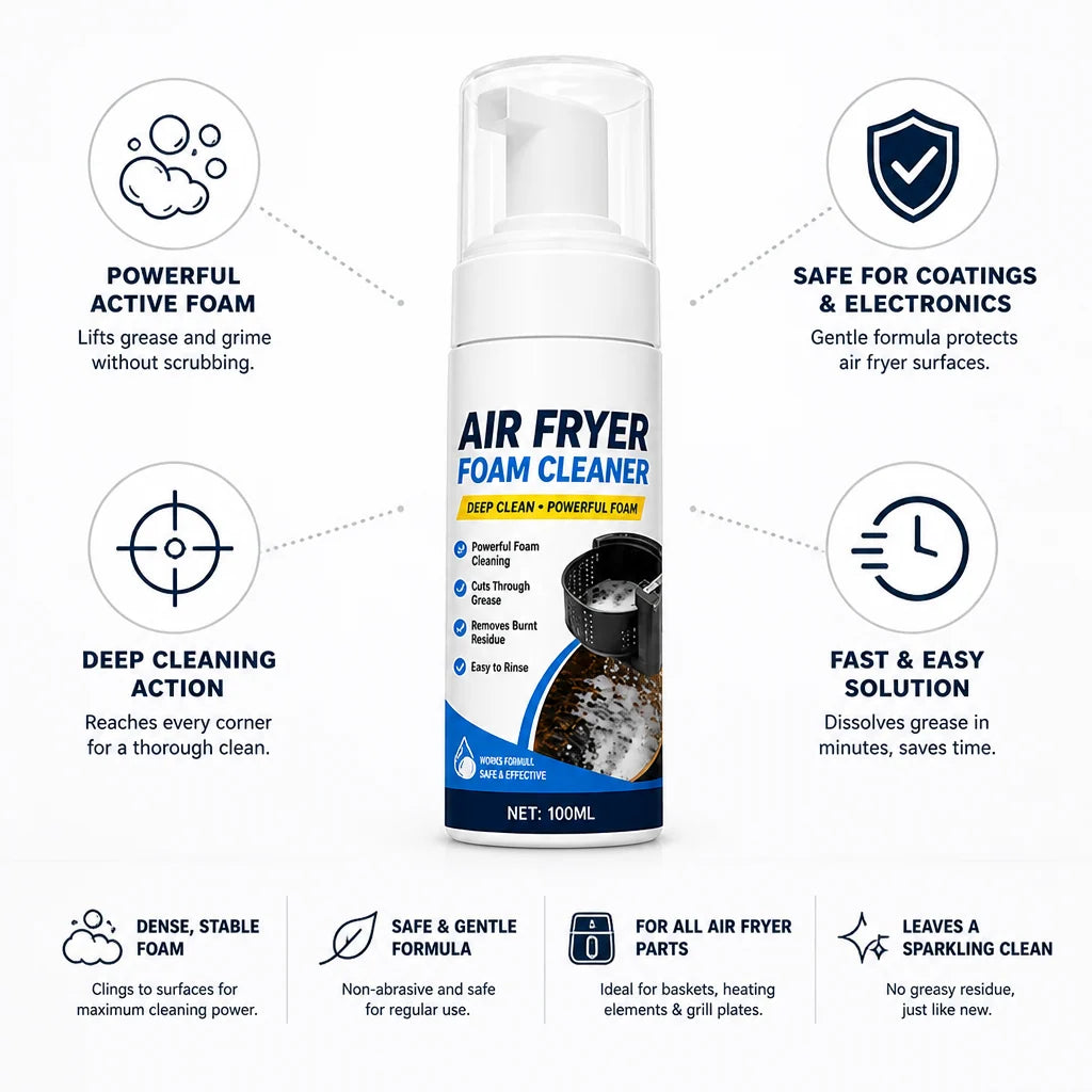 Air Fryer Cleaner Foam Degreaser & Nonstick Safe (3.4 fl oz)