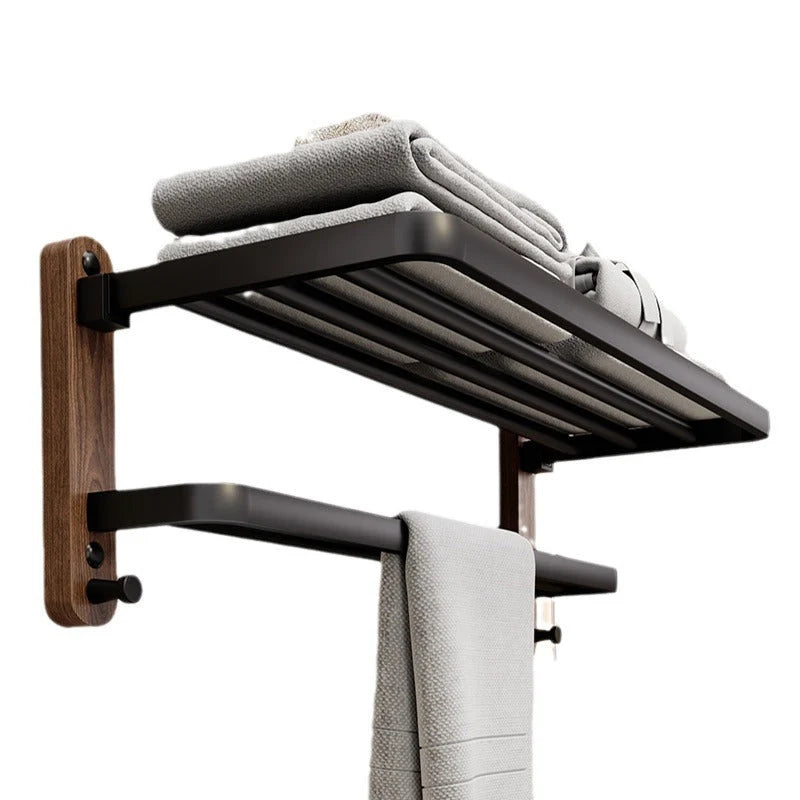 Bathroom Towel Holder Wooden No Drill Adhesive Mount