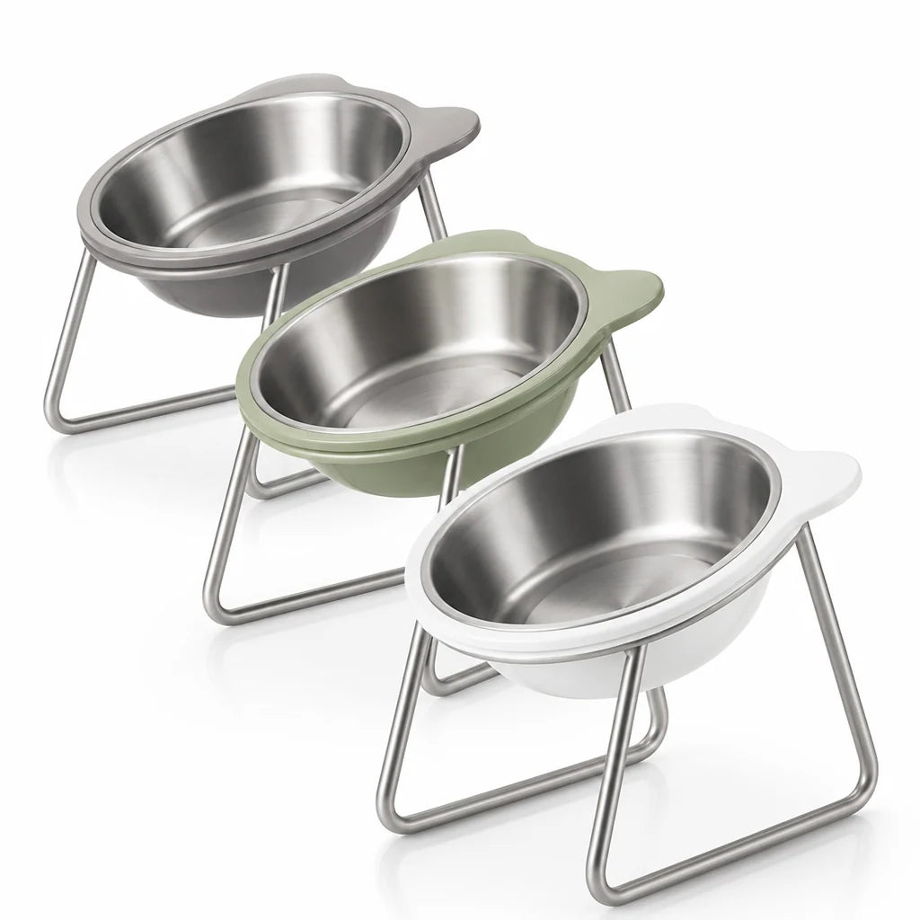 Small Dog Bowl Stainless Steel Tilted 15°