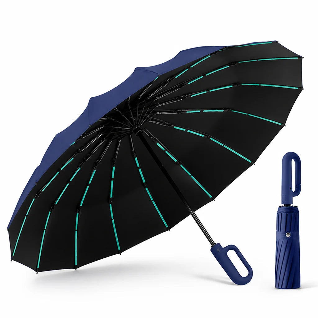 Windproof 16-Spoke Automatic Folding Umbrella